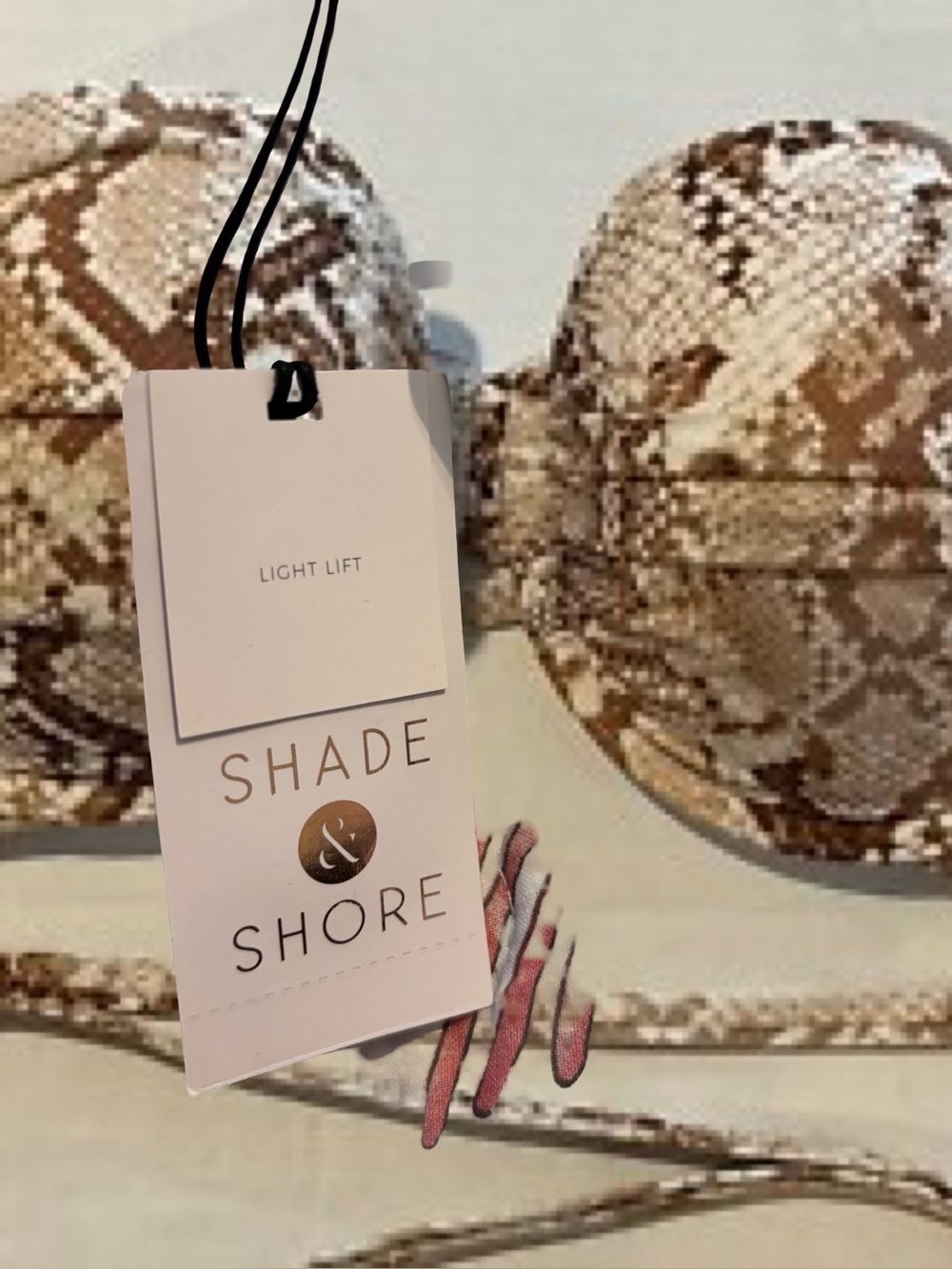Shade & Shore Snake Print Bikini Top in Beige and Brown